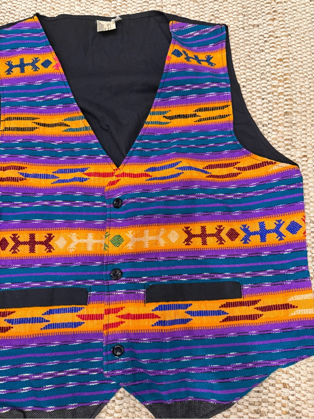 Vintage 90s Guatemalan Handwoven Cotton Vest // Size XL - Picture 8 of 8